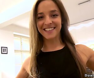Brunette pornstar doing cock of director pov